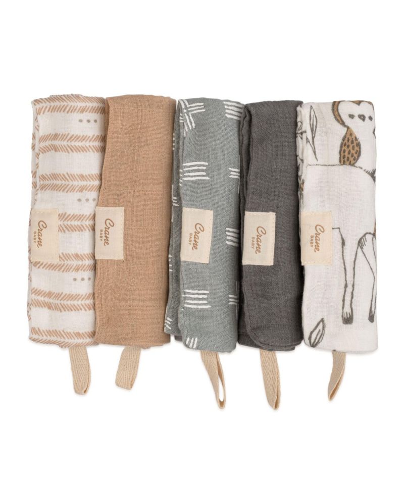 Infants Ezra Woodland Animal Wash Cloth, 5-Pc. Set