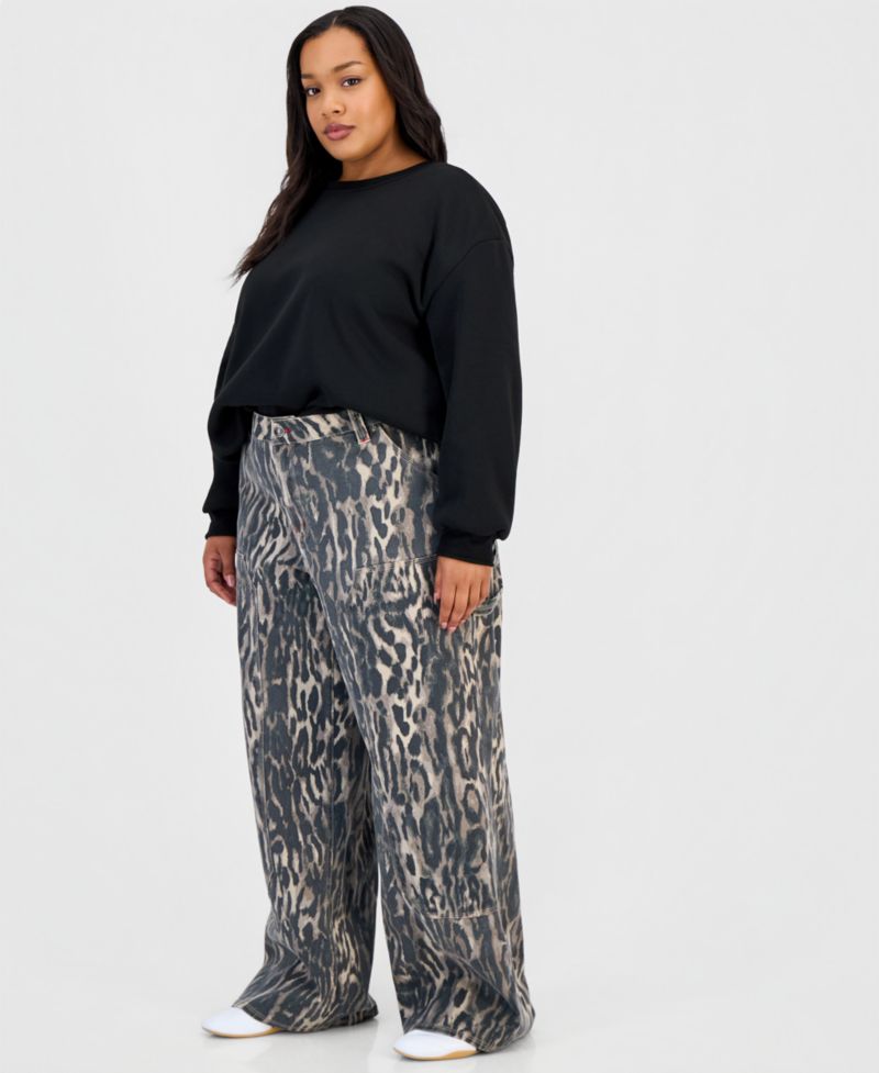Trendy Plus Size Ultra 90s Printed Carpenter Jeans