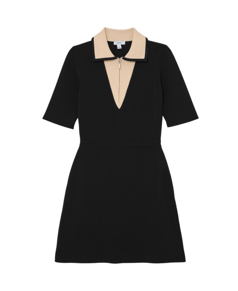 Women's Sophie Contrast-Collar Knitted Mini Dress