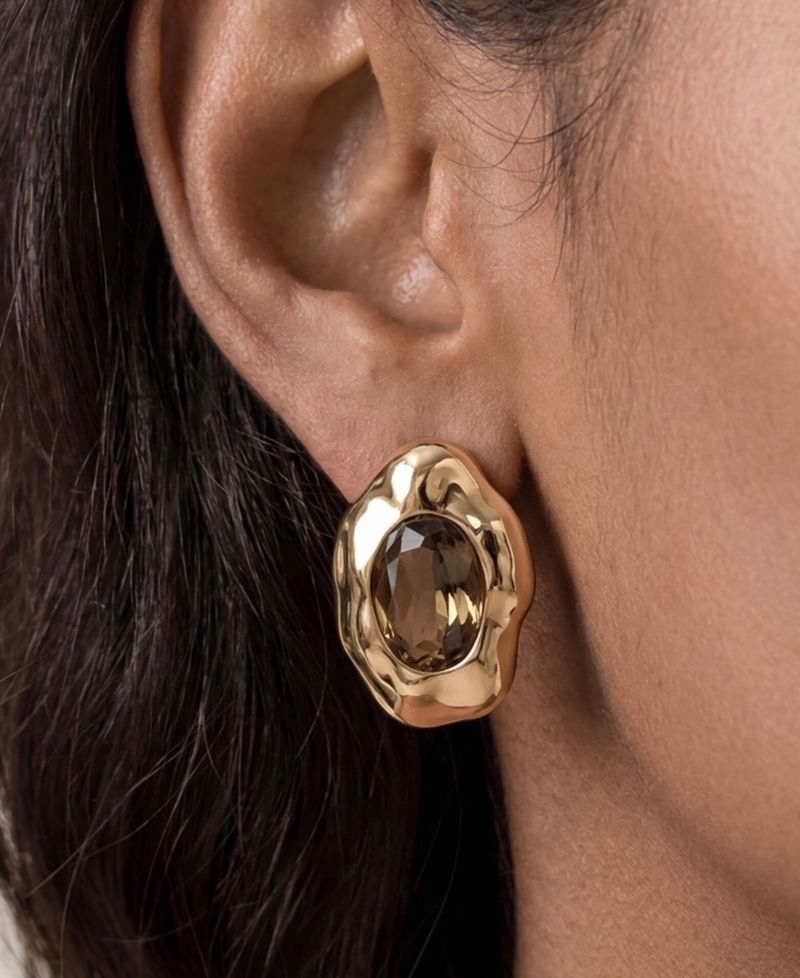 Molten Glow Crystal Stud Earrings
