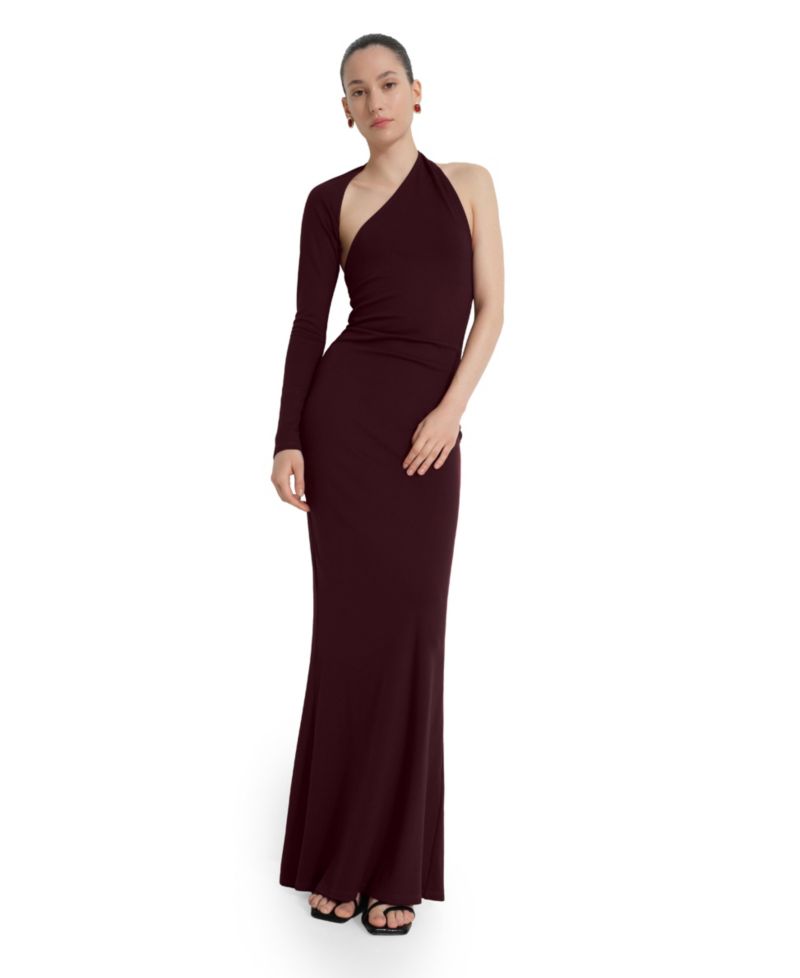 Women's Manhattan One-Shoulder Long-Sleeve Mermaid Evening Gown