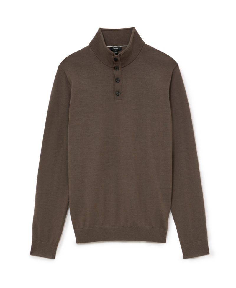 Men's Farnham Merino Wool Slim-Fit Funnel-Neck Half-Button Jumper Sweater