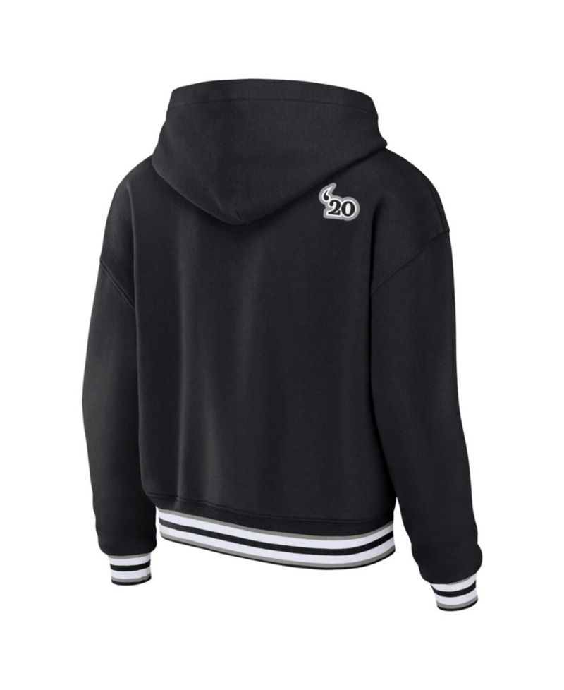Women's Black Las Vegas Raiders Plus Size Lace-Up Pullover Hoodie