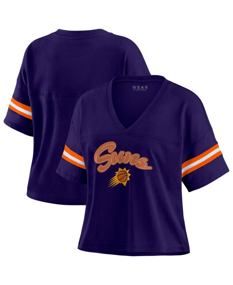 Women's Purple Phoenix Suns Plus Size Color Block Boxy V-Neck T-Shirt