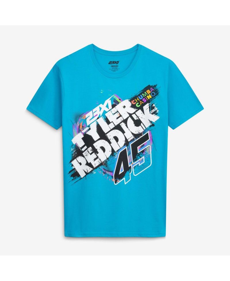 Мужская футболка Teal Tyler Reddick 45 Chumba Tropical Car с изображением тропической машины