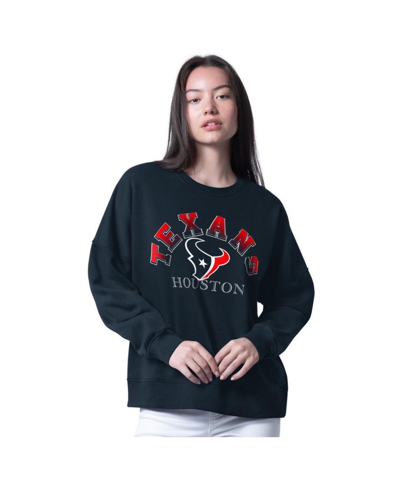 Women's Navy Houston Texans Oversized Feud Sweatshirt