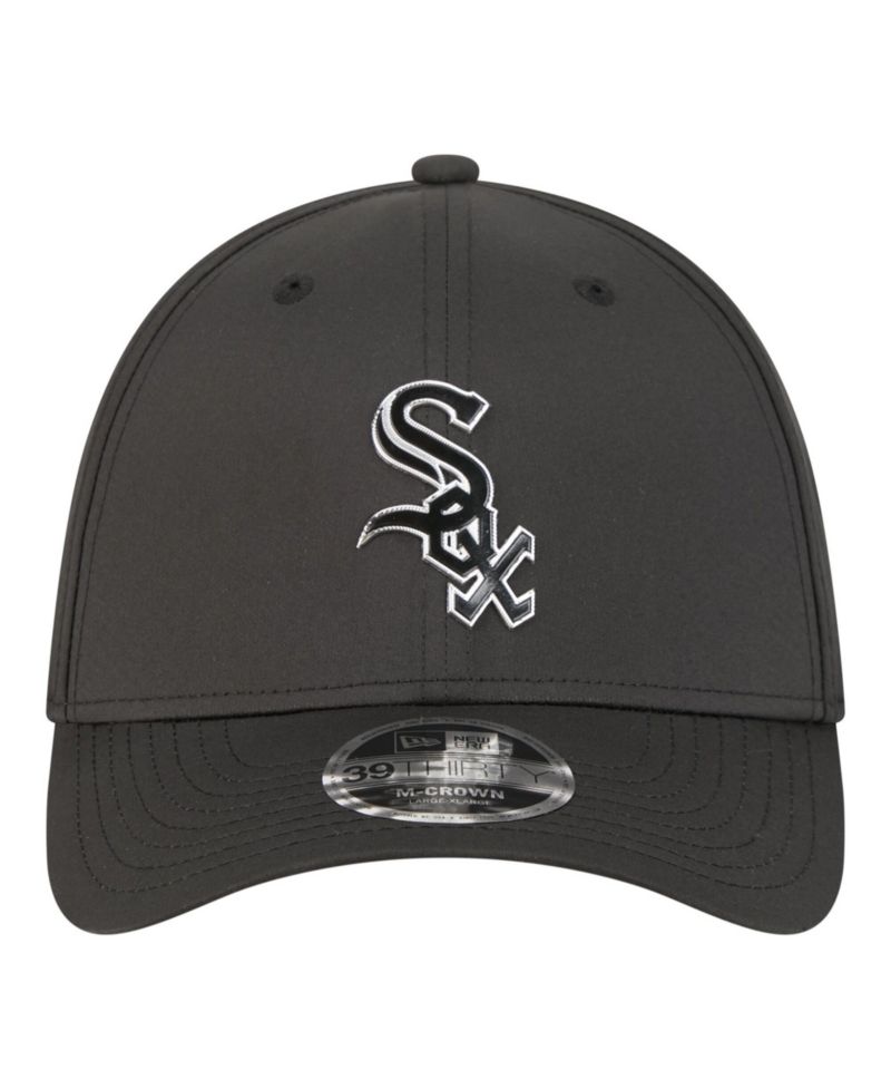 Men's Black Chicago White Sox Metallic 39THIRTY M-Crown Flex Hat