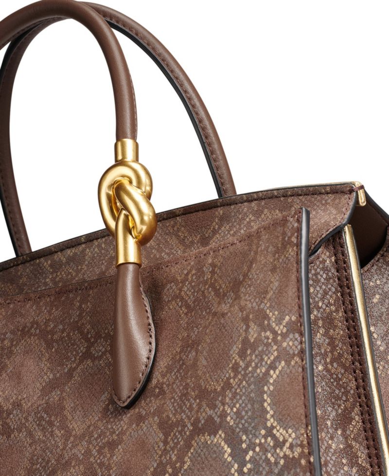 Loden Snake Embossed Suede Satchel