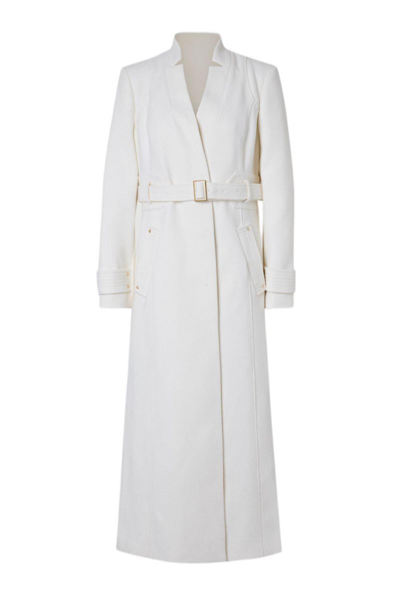 Women's Wool Notch Neck Belted Maxi Coat