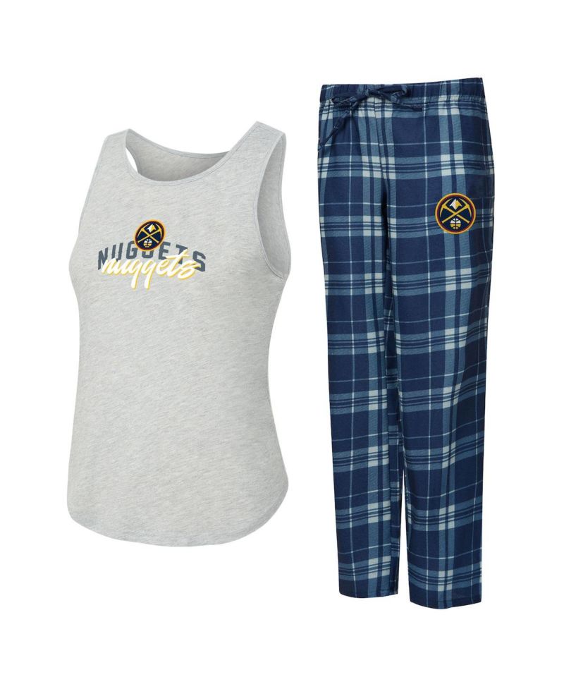Women's Navy/Heather Gray Denver Nuggets Regulate Tank & Pant Set