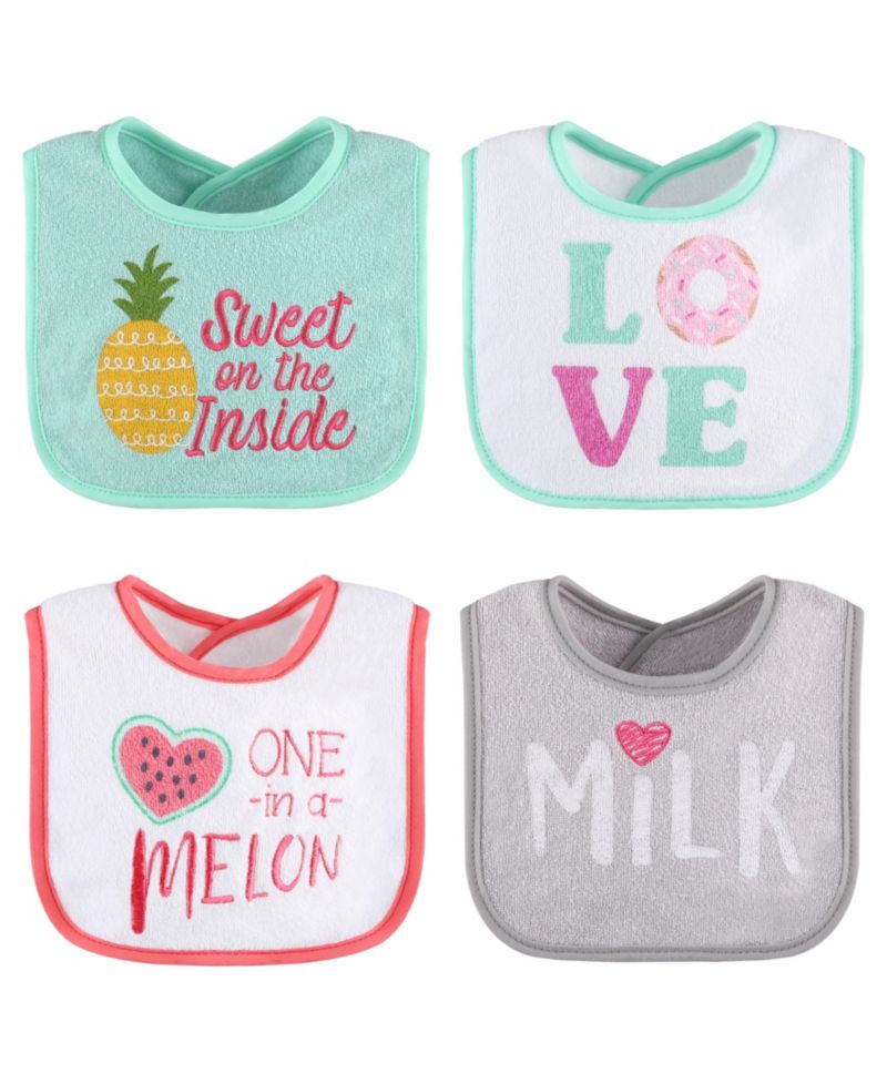 Cotton Feeding Baby Bib, 8pk Girls