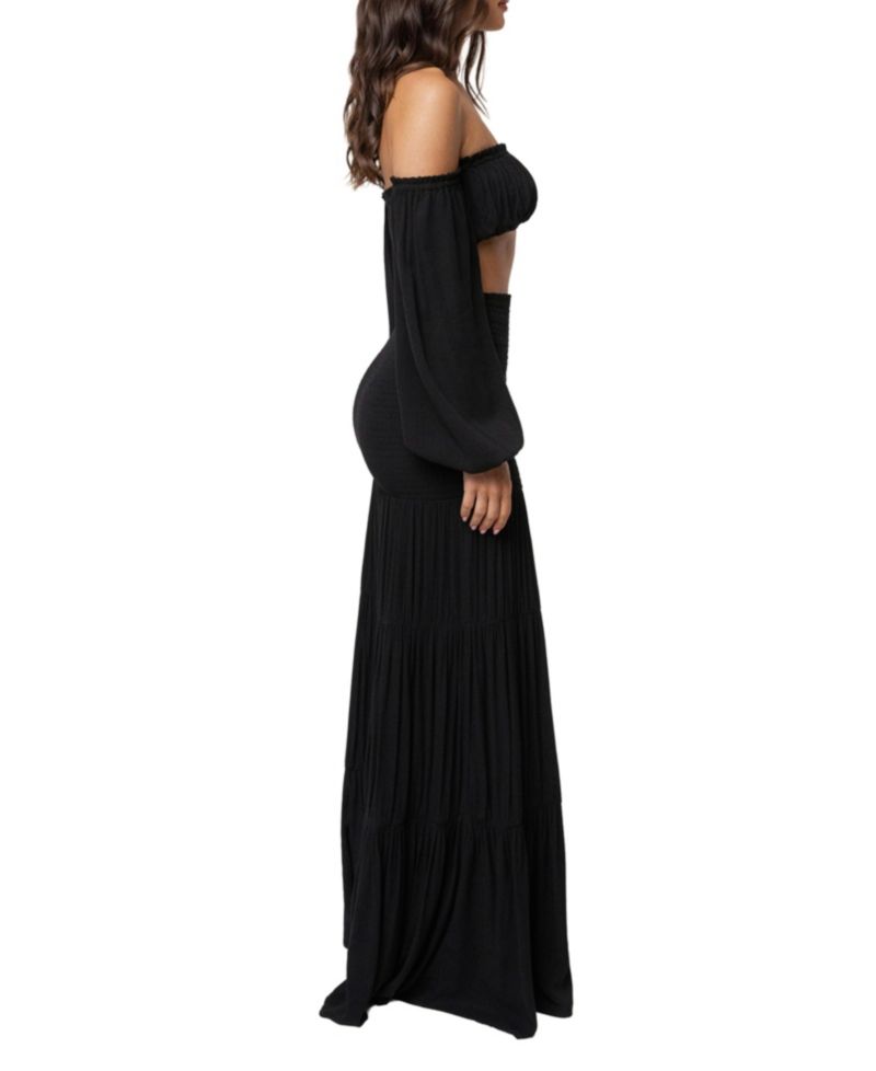 Women's Solana Off-the-Shoulder Long-Sleeve Viscose Crop Top and Maxi Skirt Set
