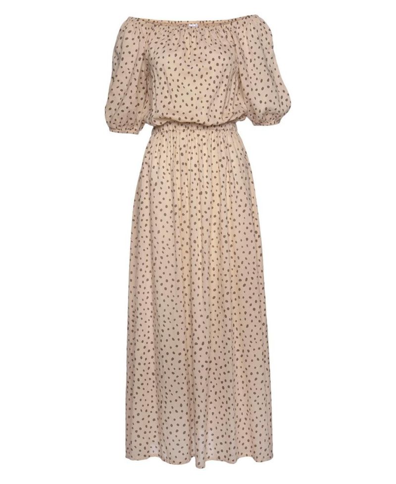 Women's Printed Off Shoulder Elastic-Waist Maxi Dress