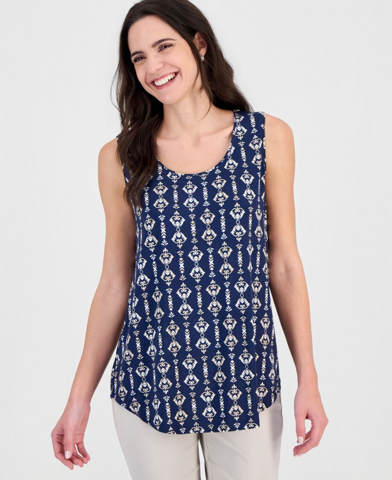 Women's Printed Scoop-Neck Sleeveless Tank Top