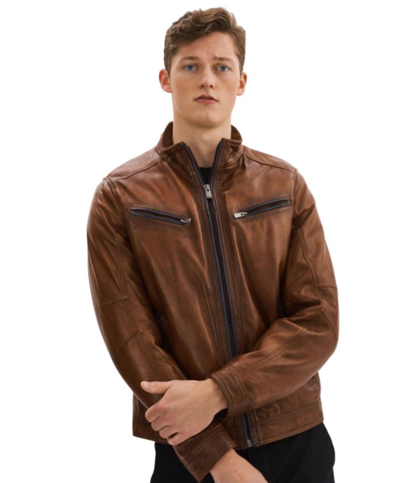 Men's GUNNAR Leather Biker Jacket
