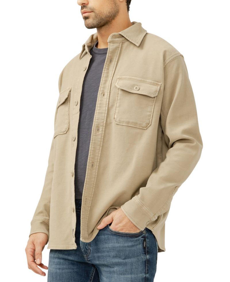 Men's Button Up Knit Flex Shirt Jacket