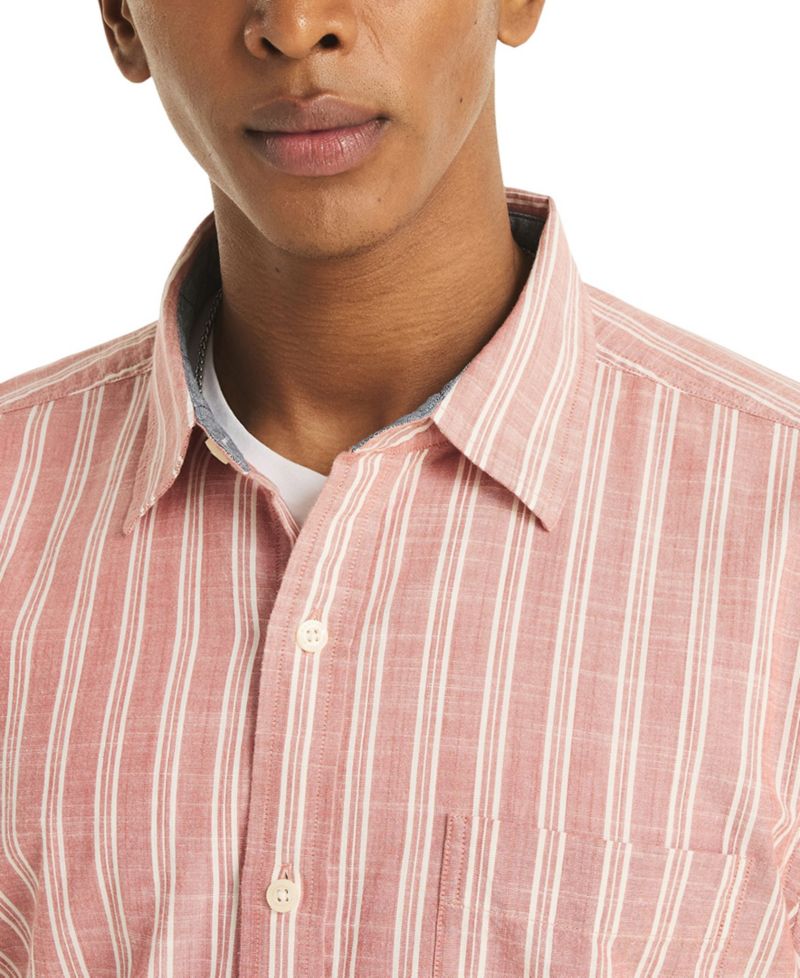 Men's Textured Strip Long-Sleeve Shirt