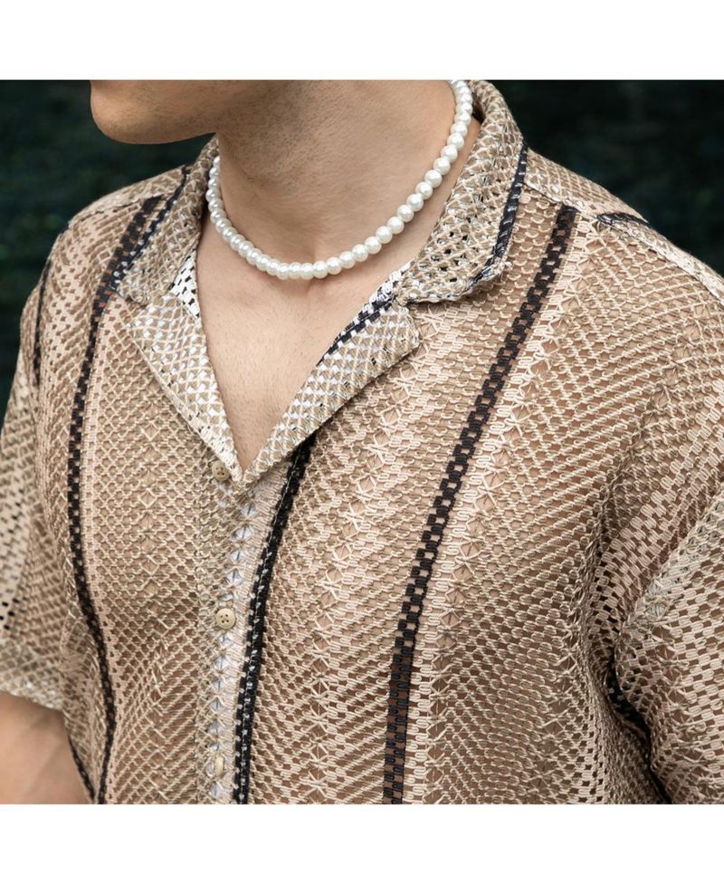 Men's Striped Knit Oversized Shirt