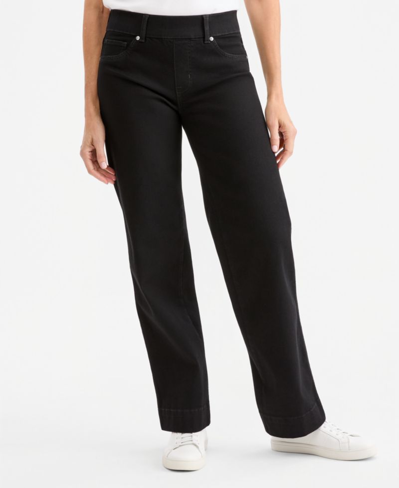 Petite Pull-On Shaping High-Rise Wide-Leg Jeans