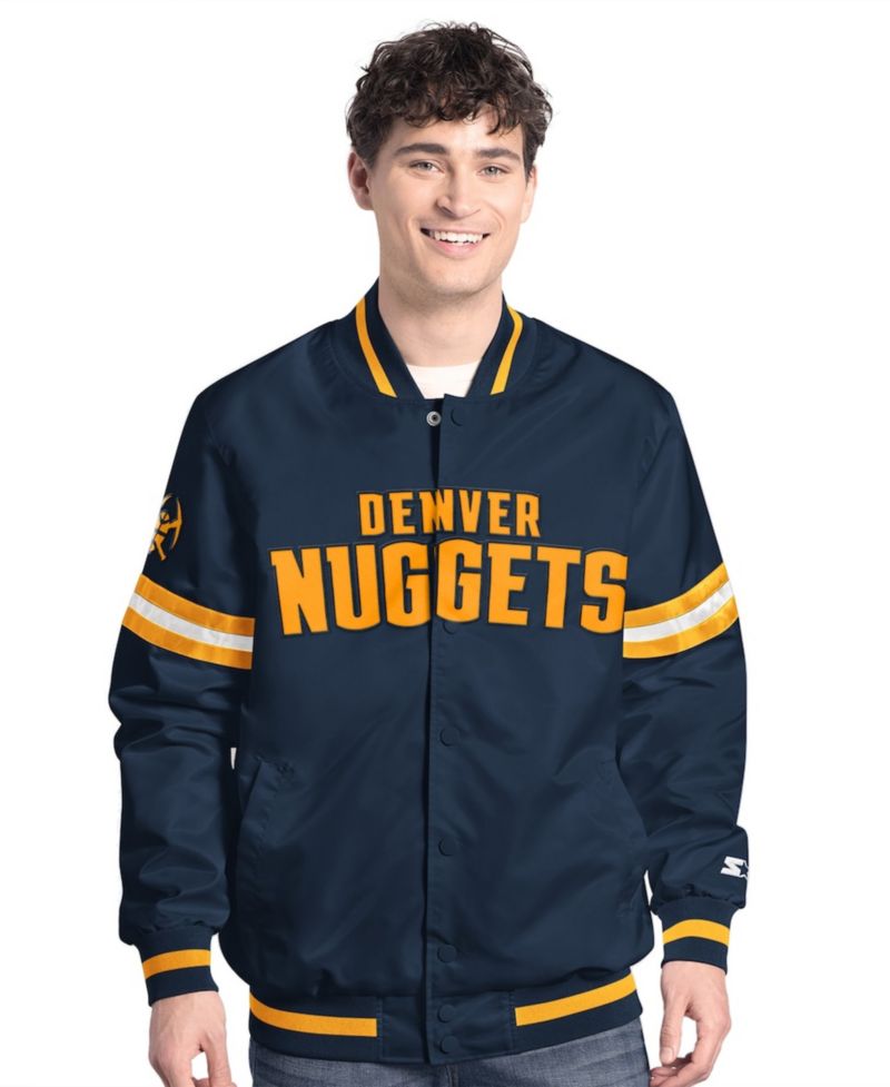 Men's Navy/Gold Denver Nuggets Scout Full Snap Varsity Jacket
