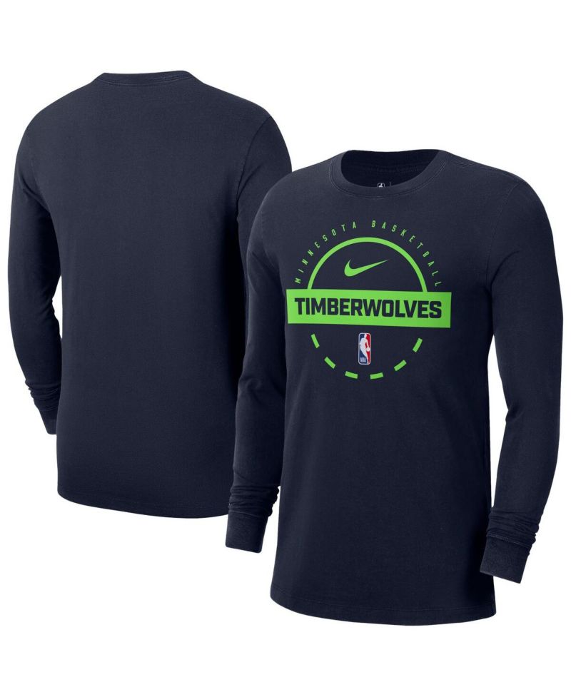 Men's Navy Minnesota Timberwolves Authentic Long Sleeve Practice T-Shirt