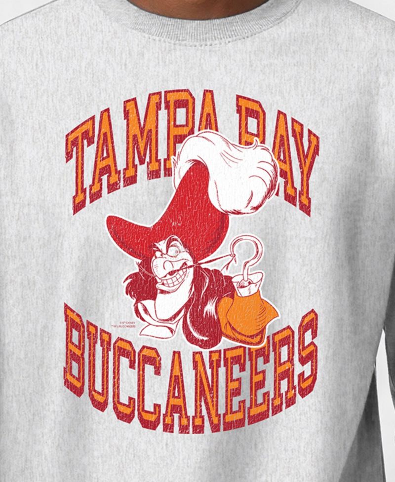 Men's Silver Tampa Bay Buccaneers Disney X Champion Reverse Weave Fleece Crewneck Sweatshirt