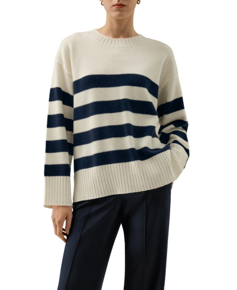 Women's Striped Wool-Cashmere Oversized Sweater
