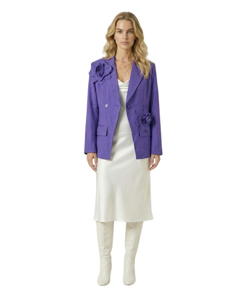 Women's 3D Floral Applique Structured-Fit Blazer