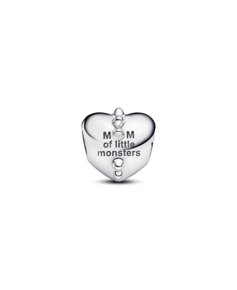 Mom's Little Monsters Heart Sterling Silver Charms