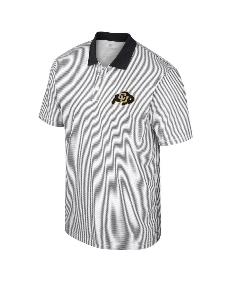 Men's White, Black UCF Knights Print Stripe Polo Shirt