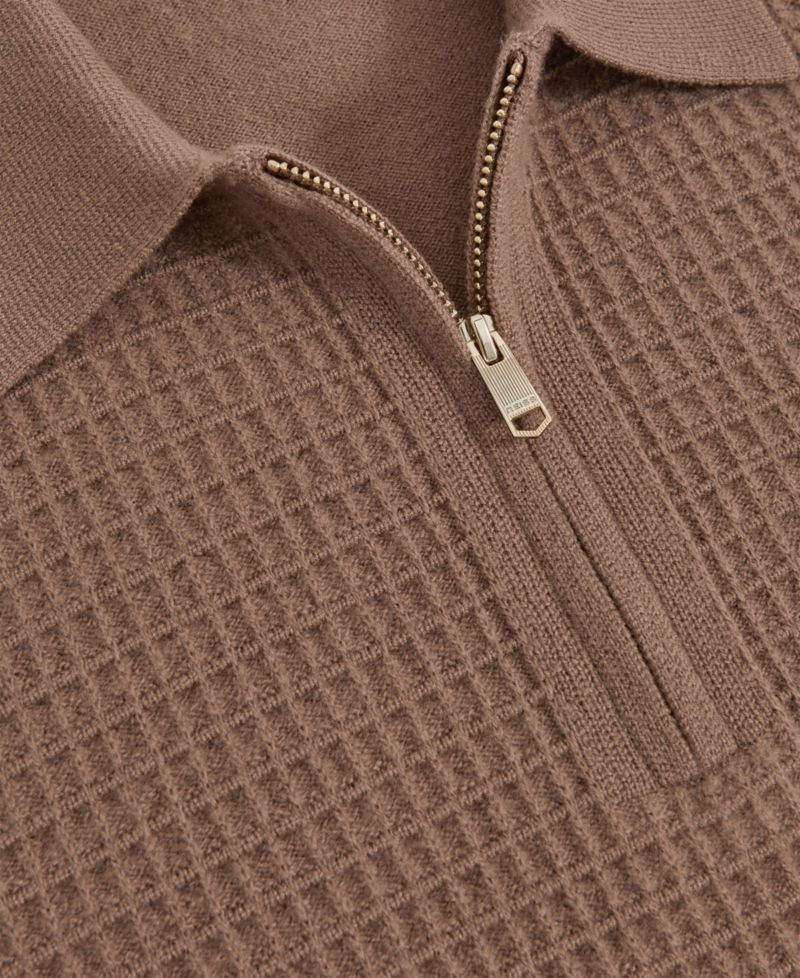 Men's Hamilton Wool Waffle-Knit Half-Zip Polo Sweater