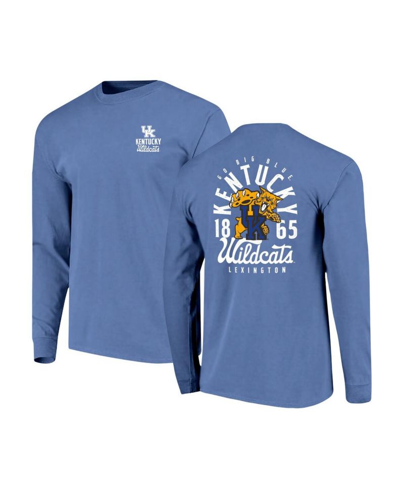 Men's Royal Kentucky Wildcats Comfort Colors Mascot Overlay Long Sleeve T-Shirt