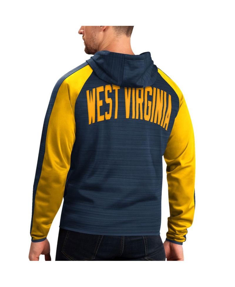 Men's Navy West Virginia Mountaineers Neutral Zone Raglan Full-Zip Track Jacket Hoodie