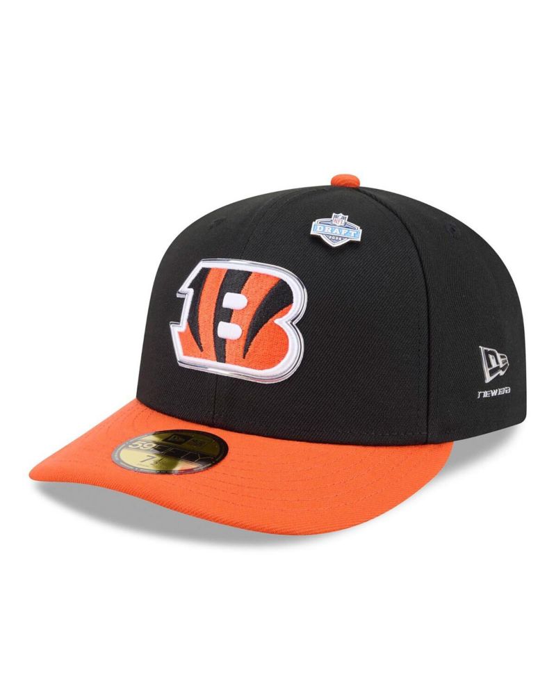 Men's Black/Orange Cincinnati Bengals 2026 NFL Draft Pre-Curved 59FIFTY Fitted Hat