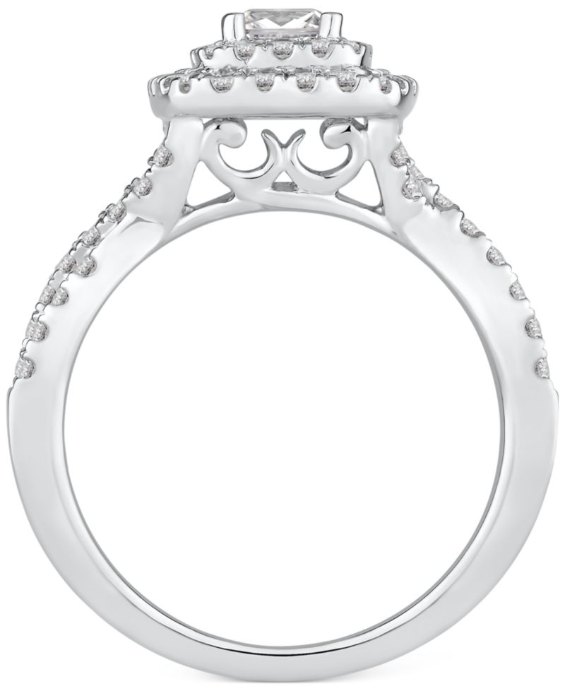 Princess-Cut Diamond Twist Halo Engagement Ring (1 ct. t.w.) in 14k Gold