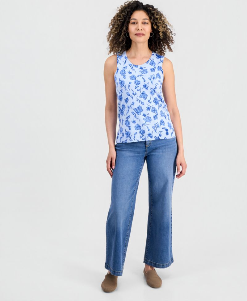 Petite Poetic Floral Feminine Tank Sweater