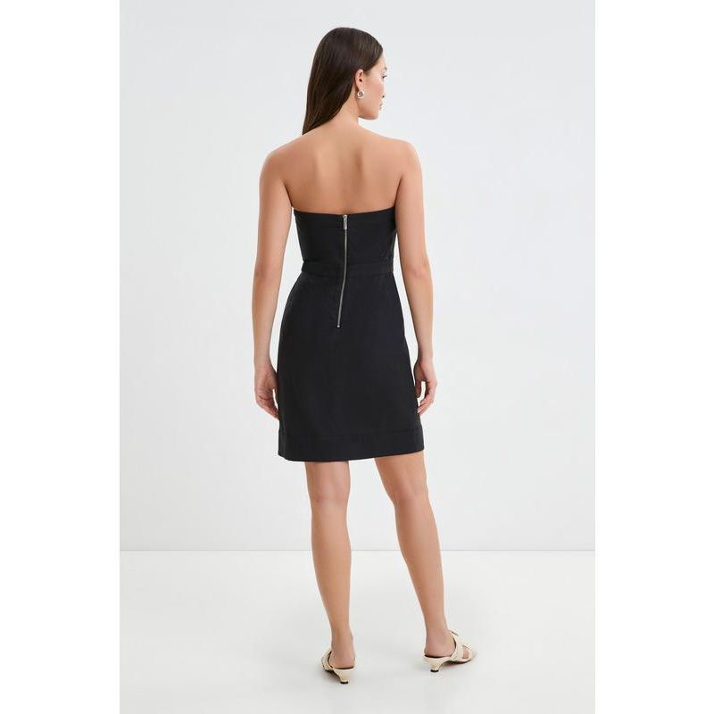Women's Candice Strapless Belted Linen Mini Dress with Boning