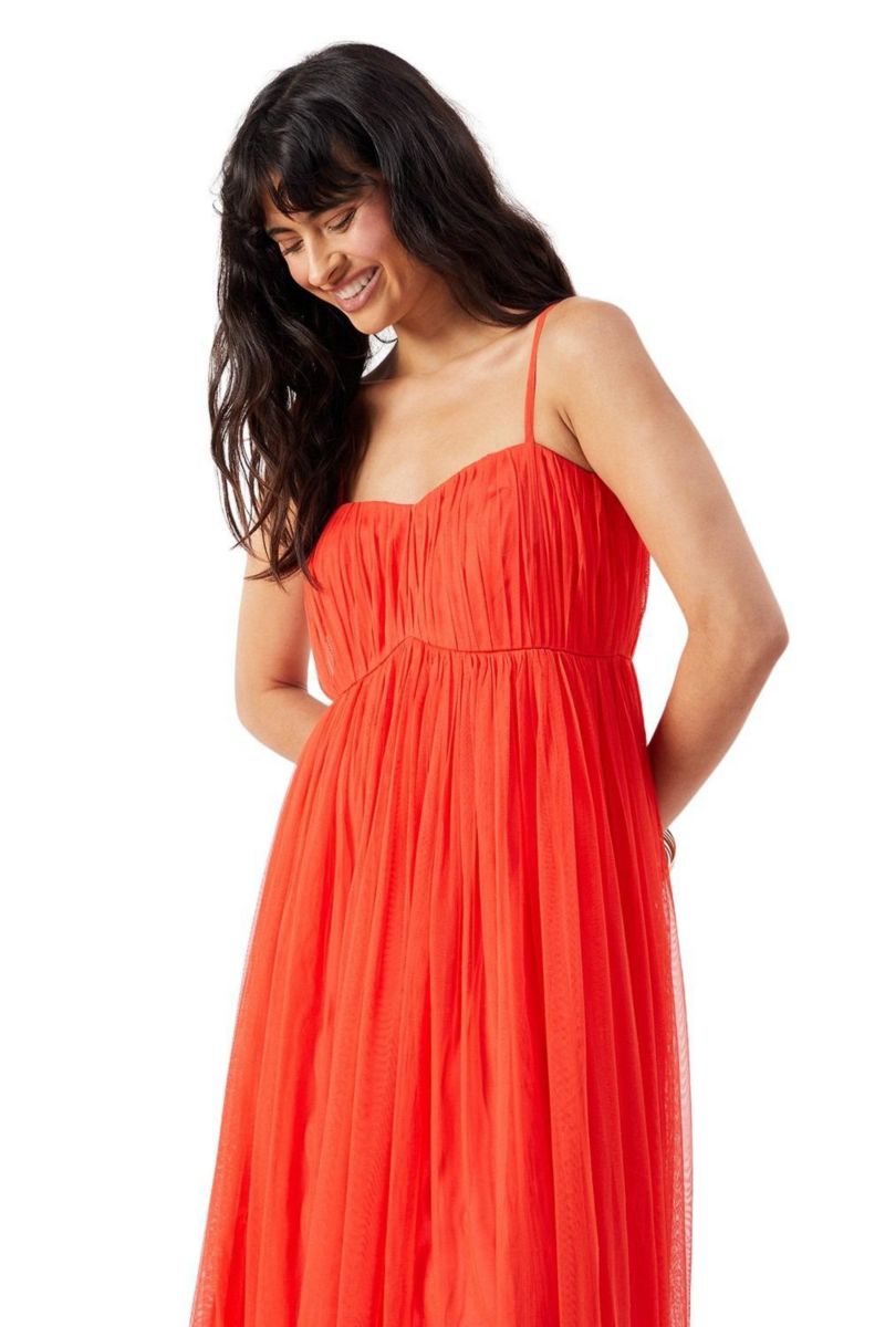 Women's Tulle Strappy Bandeau Maxi Dress