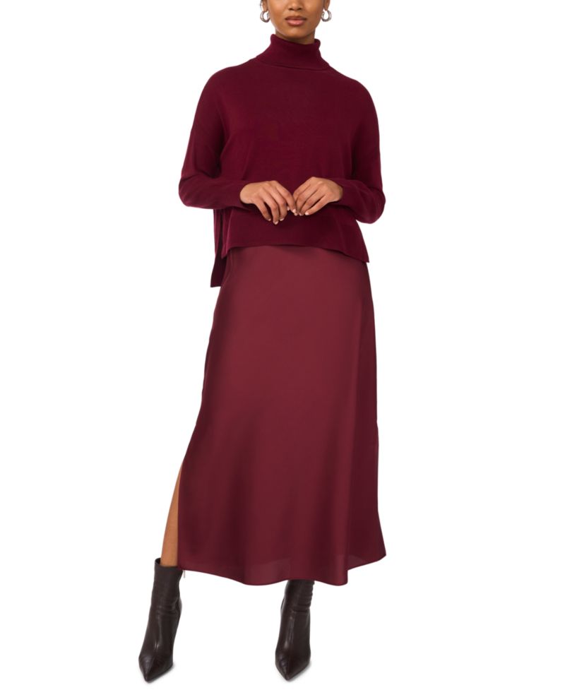 Women's Mock Neck Slip Sweater Dress