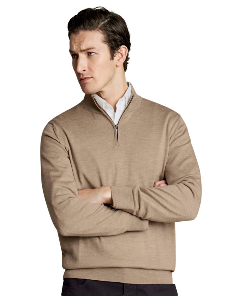 Men's Long-Sleeve Quarter-Zip Merino Wool Sweater