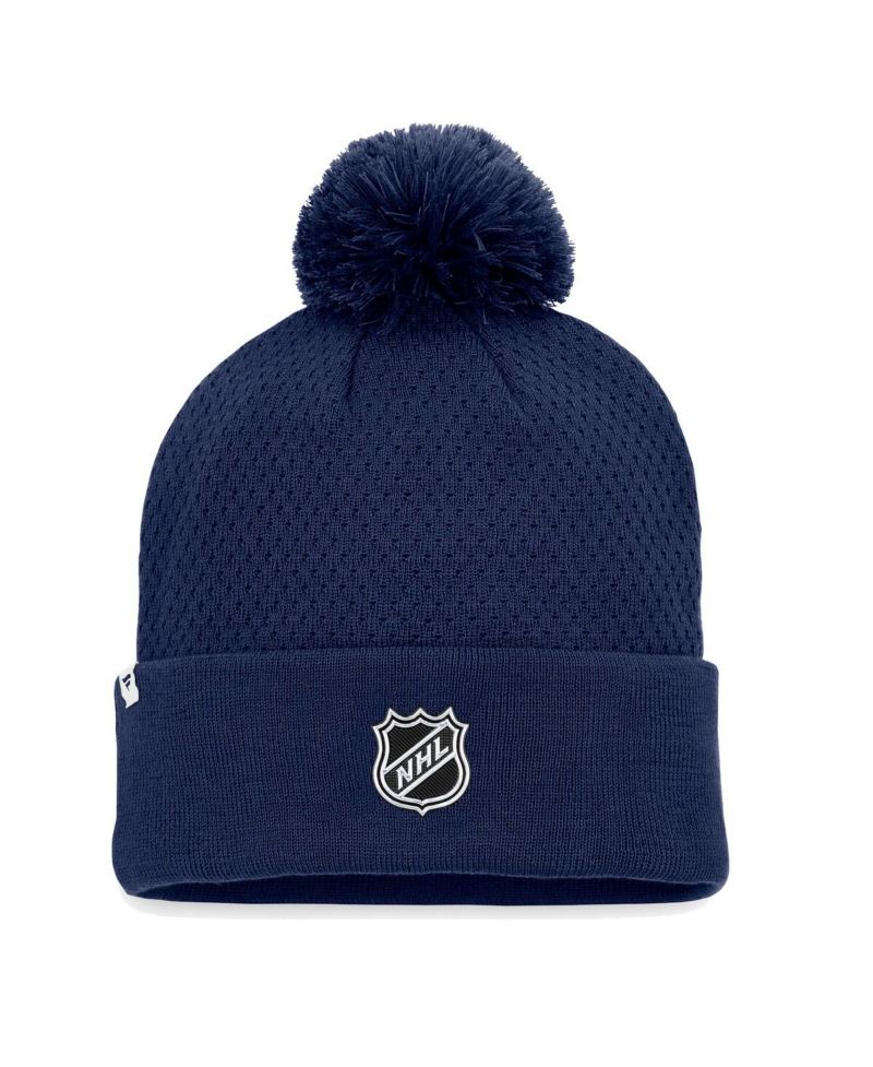 Women's Navy Washington Capitals Authentic Pro Road Cuffed Knit Hat with Pom