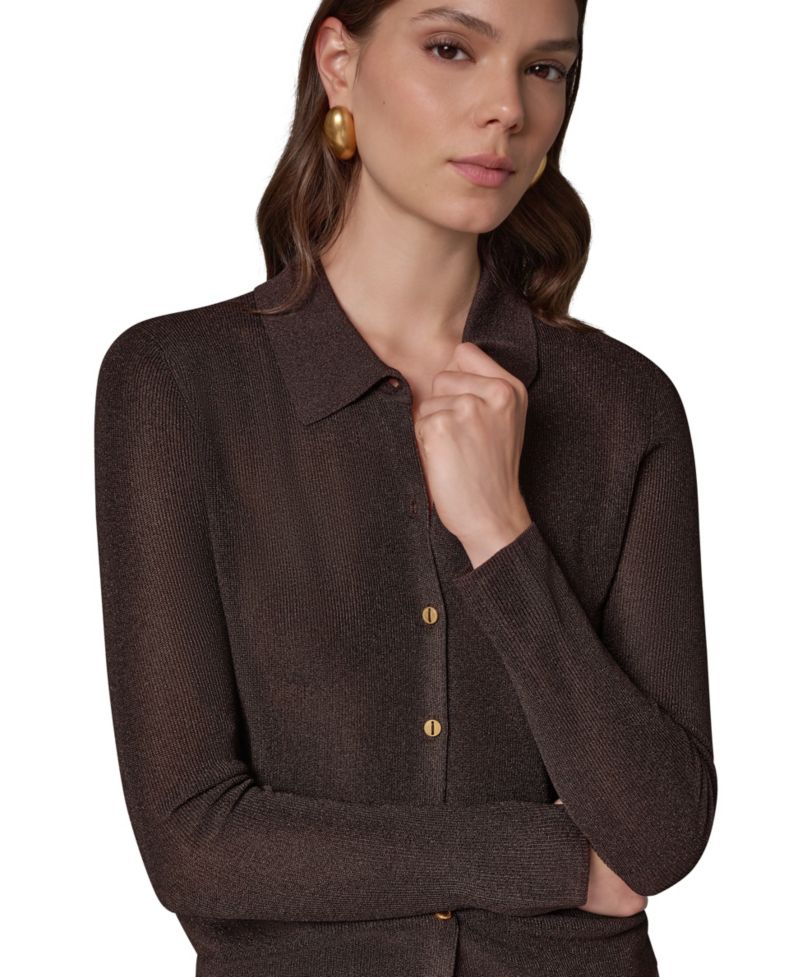 Petite Long-Sleeve Fitted Polo Shirt
