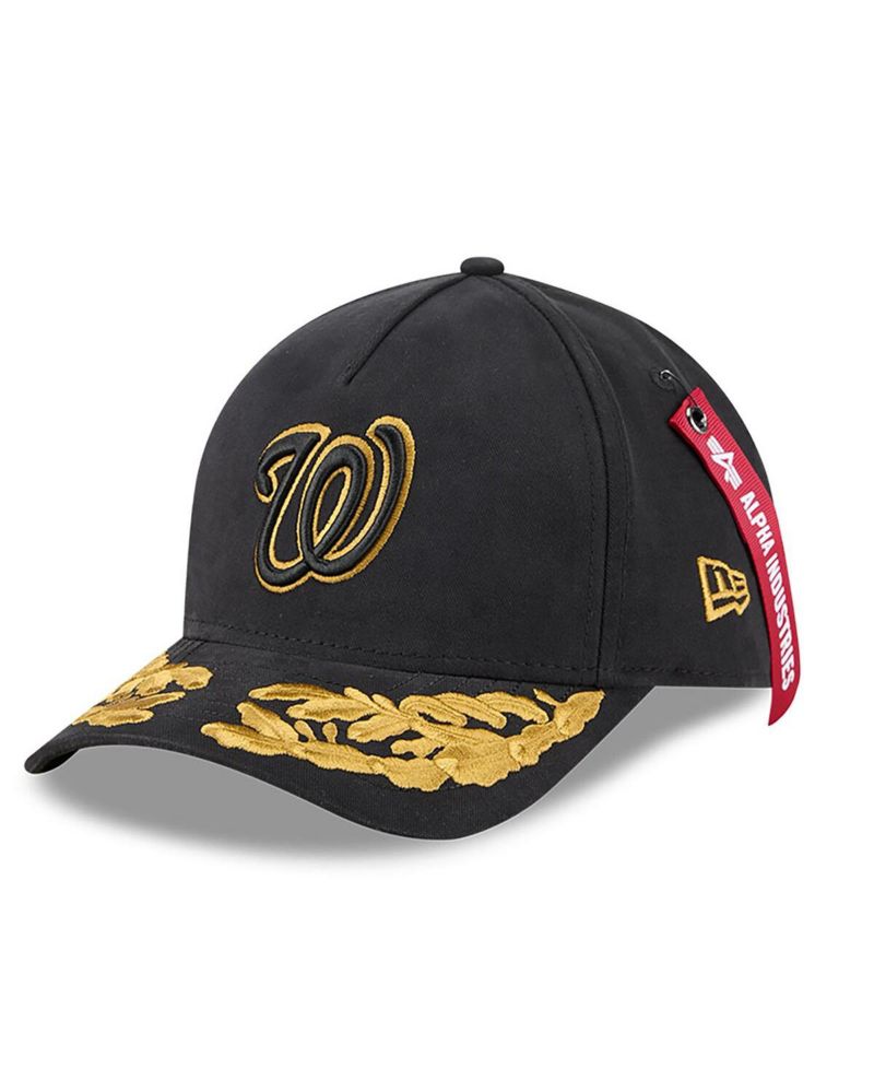 Men's Black Washington Nationals A-Frame 9FORTY Adjustable Hat