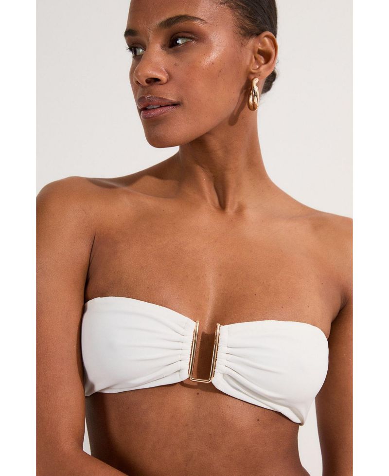 Women's Detachable Strap Gold Trim Bikini Top