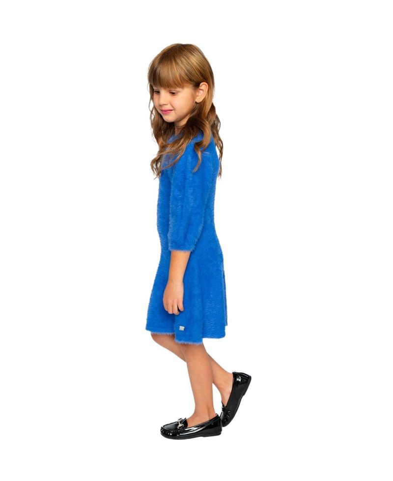 Little and Big Girl (6- 12) Hairy Knitted Dress