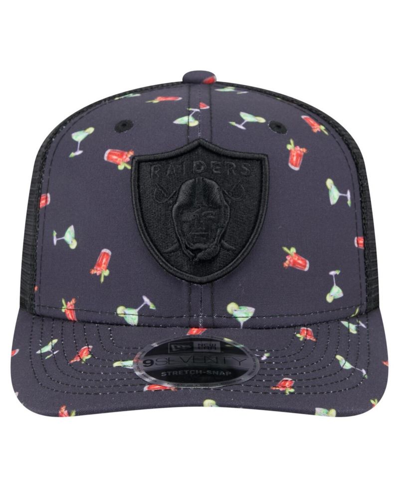 Men's Navy/Black Las Vegas Raiders Adventure Drinks Pattern 9SEVENTY Stretch Snap Hat