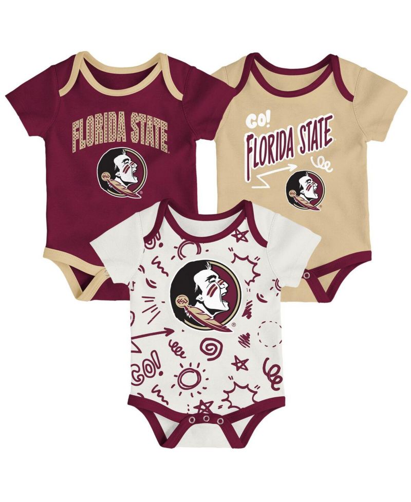 Baby Boys and Girls 3-Pack Florida State Seminoles All Day Play Bodysuit Set
