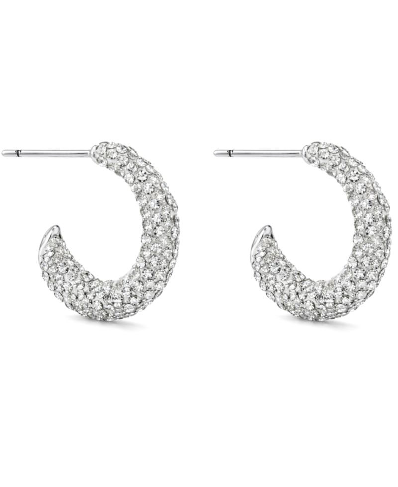Pave Crystal C-Hoop Post Earrings