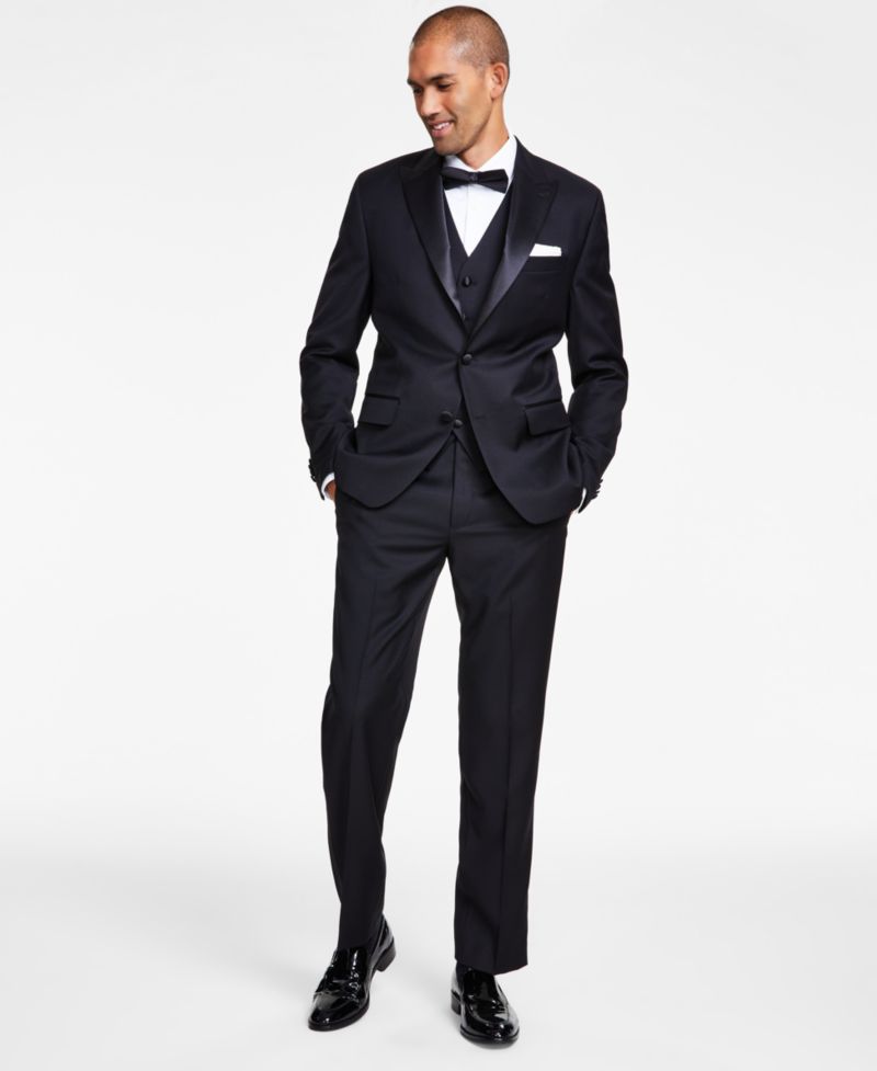 Men's Classic-Fit Stretch Black Solid Tuxedo Separates