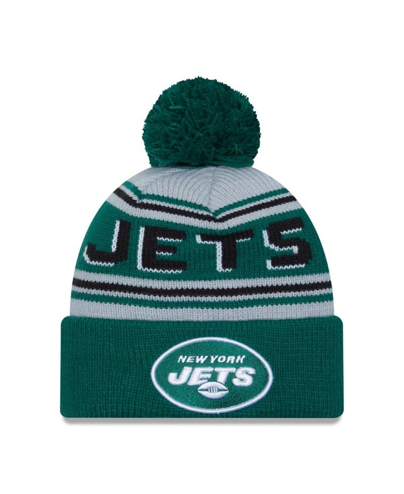 Men's Green New York Jets Main Cuffed Knit Hat with Pom